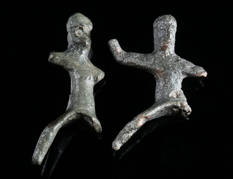 TWO ROMAN BRONZE STATUETTES OF THRACIAN HORSEMEN Circa 2nd-3rd century AD. The h...