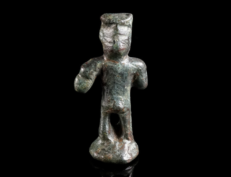 A SMALL ROMAN BRONZE STATUETTE OF MERCURY Circa 2nd-3rd century AD. A highly abs...