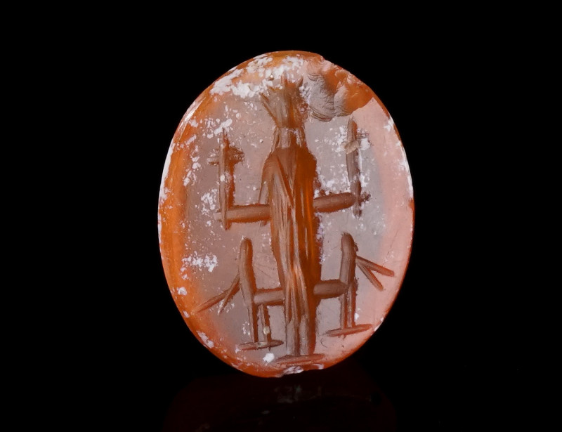 A ROMAN CARNELIAN INTAGLIO DEPICTING ARTEMIS EPHESIA Circa 2nd-3rd century AD. O...