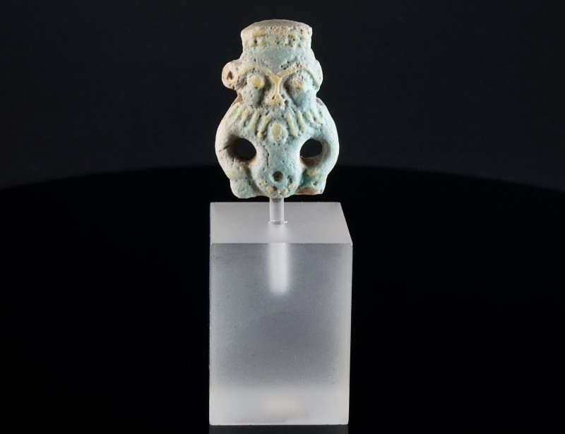 AN EGYPTIAN FAIENCE FIGURE OF BES Late Period, 26th-30th Dynasty, 664-342 BC. A ...