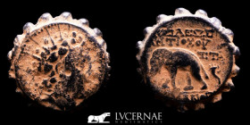 Antiochos VI Dionysos Æ Bronze Unit 8,01 g. 21 mm. Syria 144-1422 BC. gVF