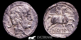 Ancient Hispania - Secobirices Silvered Bronze Denarius 2,57 g. 19 mm Cuenca 120 BC Good very fine (MBC)