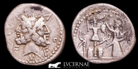 M Furius Lf Philus Silver Denarius 3,62 g. 20 mm. Rome 119 BC GVF