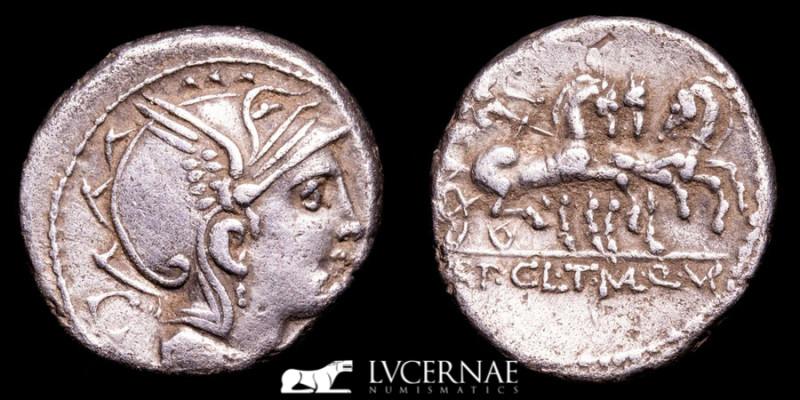 Roman Republic - Ap. Claudius Pulcher, T. Maloleius, Q. Urbinius. Silver denariu...