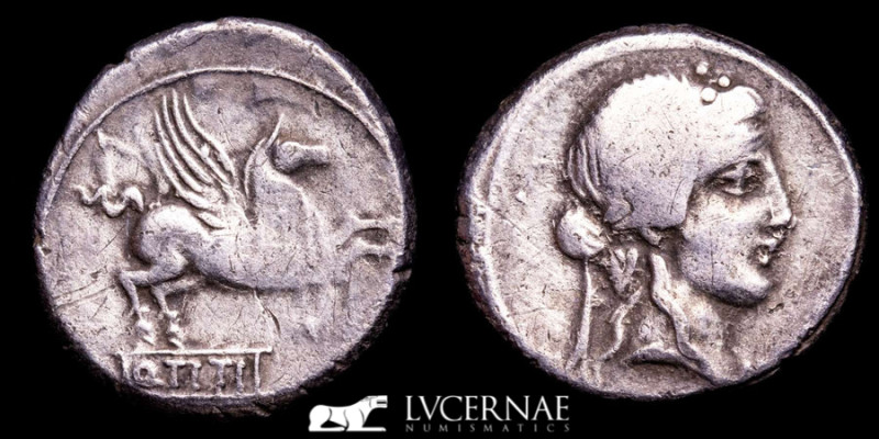 Roman Republic - Q. Titius. Silver denarius (3,63 g., 18 mm.). Rome mint, 90 B.C...