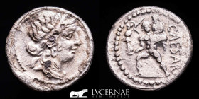Julius Caesar Silvered Bronze Denarius 3,23 g. 18 mm. Africa 47-46 B.C. Good very fine