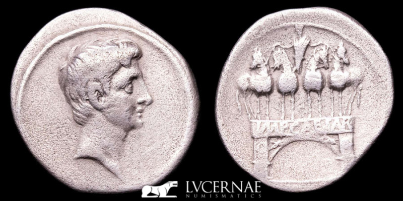 Roman Empire - Octavian ( Augustus ) Silver denarius (3,52 g. 20 mm.). Italian m...