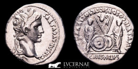 Augustus Silver Denarius 3.68 g. 19 mm. Lugdunum 2 B.C.- 4 A.D. Near extremely fine