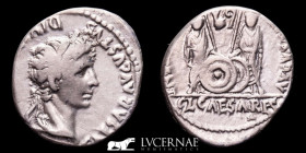 Augustus Silver Denarius 3.81 g. 19 mm. Lugdunum 2 B.C.- 4 A.D. Good very fine