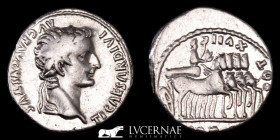 Tiberius, AD 14-37. Silver denarius (3,88 g. 18 mm.). Minted in Lugdunum. GVF+