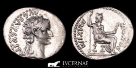 Tiberius Silver Denarius 3.85 g. 21 mm. Lugdunum 14-37 A.D. extremely fine