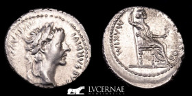 Tiberius Silver Denarius 3.79 g. 21 mm. Lugdunum 14-37 A.D. extremely fine