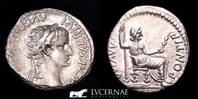 Tiberius Silver Denarius 3.62 g. 19 mm. Lugdunum 14-37 A.D. extremely fine