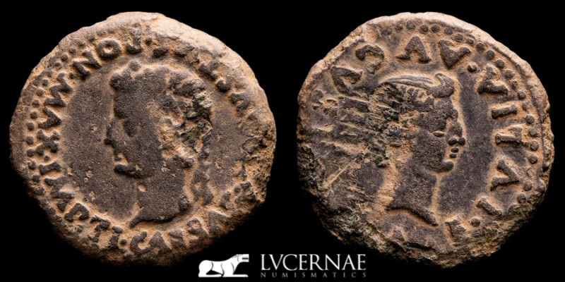 Emerita. As. Tiberius. (11,30 g. 27 mm. )

A/Head laureate of Tiberius to left; ...