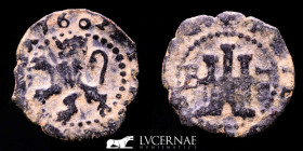 Felipe III (1598-1621) Copper 2 Maravedis 1.25 g., 16 mm. Burgos 1602 GVF