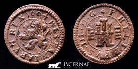 Felipe III (1598-1621) bronze 4 maravedis 3.02 g. 20 mm. Segovia 1604 gVF