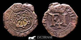 Felipe III Bronze 4 cornados 3.27 g. 20 mm. Pamplona 1615 Good very fine