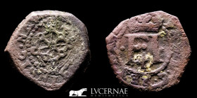 Felipe IV (1621-1665) Bronze 4 cornados 3.96 g. 18 mm. Pamplona - Good very fine