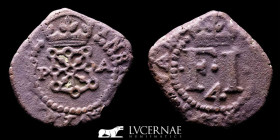 Felipe IV (1621-1665) Bronze 4 cornados 2.53 g. 20 mm. Pamplona (162)2 Good very fine