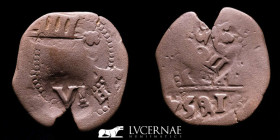 Felipe IV bronze 4 maravedis 3.53 g. 24 mm. - 1654-1659 VF