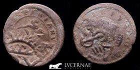 Spain Felipe IV (1621-1665) bronze 4 Maravedis 2.66 g. 21 mm. Segovia 1658/9 gVF