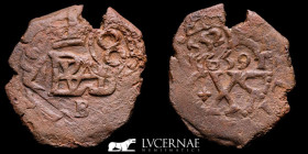 Felipe IV bronze 8 maravedis 6.03 g. 27 mm. Burgos 1659 (Monogram) VF