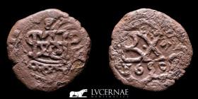 Felipe IV bronze 8 maravedis 4.79 g. 22 mm. Burgos 1659 (Monogram) VF
