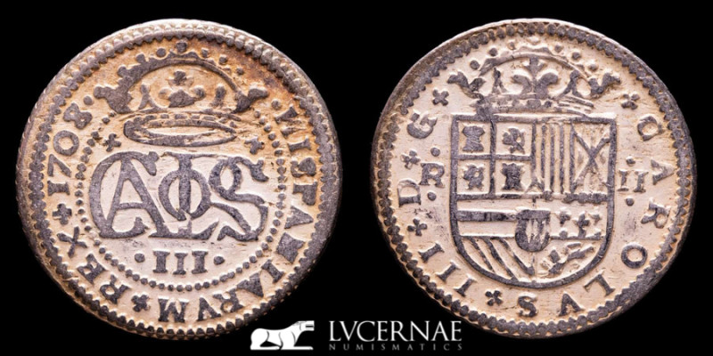 Spain - Carlos III, the Pretender (1701-1714) Silver 2 reales. Minted in Barcelo...