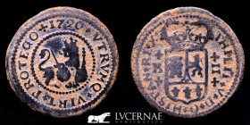 Spain Æ Bronze 2 Maravedís 4.06 g. 24 mm. Barcelona 1720 gVF/VF