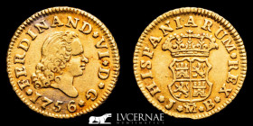 Fernando VI (1746 - 1759) Gold 1/2 Escudo 1,79 g. 15 mm. Madrid 1756 JB GVF+