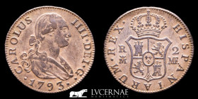 Carlos IV (1759-1788) Silver 2 Reales 5.85 g., 25 mm. Madrid 1793 MF nEF