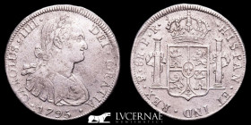 Spain - Carlos IV 1788-1808 Silver 8 Reales 26,52 g., 40 mm. Potosi 1795 P.R. Good Very Fine