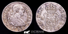Carlos IV (1788 - 1808) Silver 1/2 Real 1,49 g, 15 mm Madrid 1799-MF Good very fine