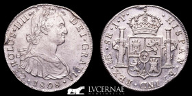 Carlos IV (1788 - 1808) Silver 8 reales 26,74 g, 39 mm Lima 1808-JP extremely fine