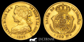 Isabel II Gold .900 100 reales 8,37 g, 22 mm Madrid 1862 gVF