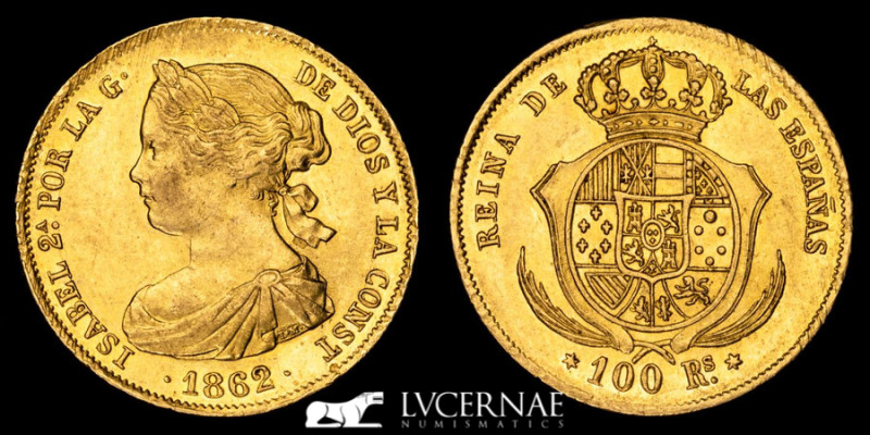 Spain - Isabel II (1833 - 1868). 

Gold 100 Reales minted in Madrid in the year ...