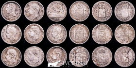 Spain silver 9 x 50 centimos de Pesetas - Madrid - gVF