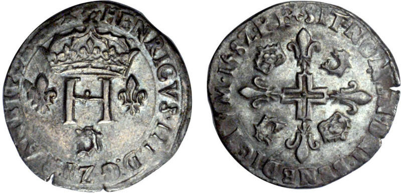 HENRI III (1574-1589)
Double sol parisis du Dauphiné
1582 Z - TTB 35 (TTB)
Ra...