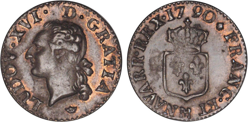 LOUIS XVI (1774-1792/93)
Liard
1790 M - SUP 58 (SUP)
Rare ! - légère faibless...