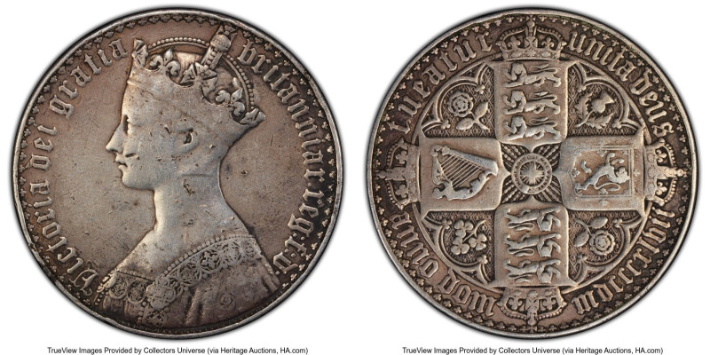 Victoria Proof "Gothic" Crown 1847 F Details (Damage) PCGS, KM744, S-3883, ESC-2...