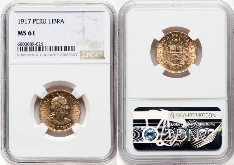 Republic gold Libra 1917 MS61 NGC, Lima mint, KM207, Fr-73. HID09801242017 © 202...