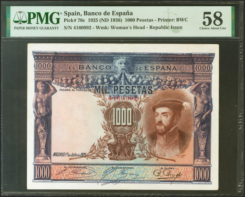 1000 Pesetas. 1 de Julio de 1925. Sin serie y numeración superior al 3646000. (E...