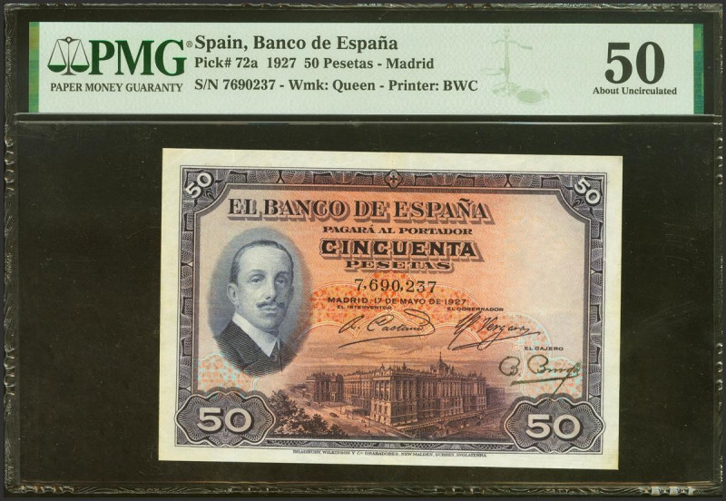 50 Pesetas. 17 de Mayo de 1927. Sin serie y sello en seco Gobierno Provisional d...