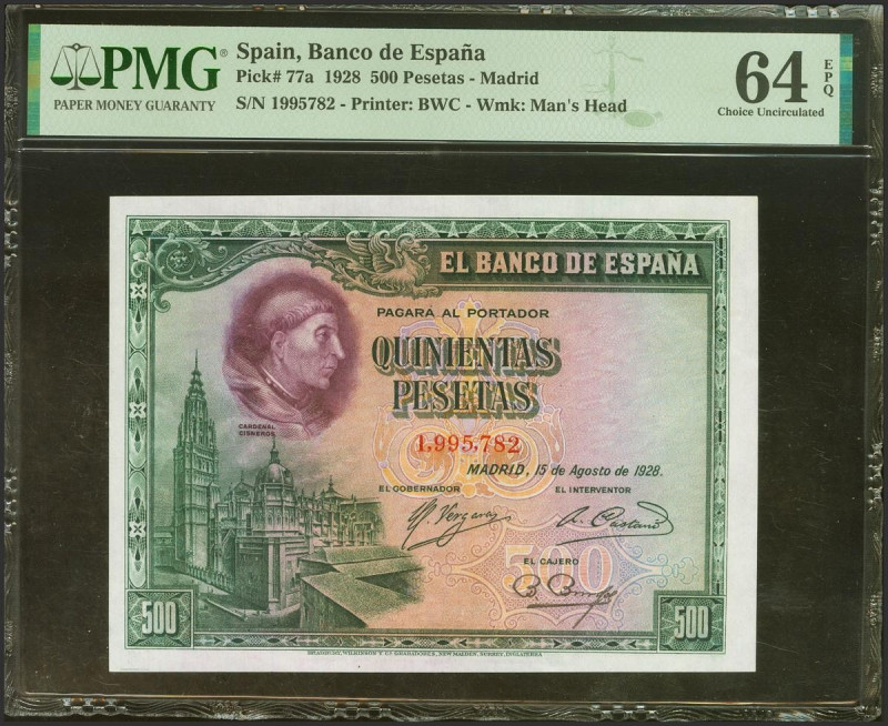 500 Pesetas. 15 de Agosto de 1928. Sin serie. (Edifil 2021: 356, Pick: 77a). Apr...