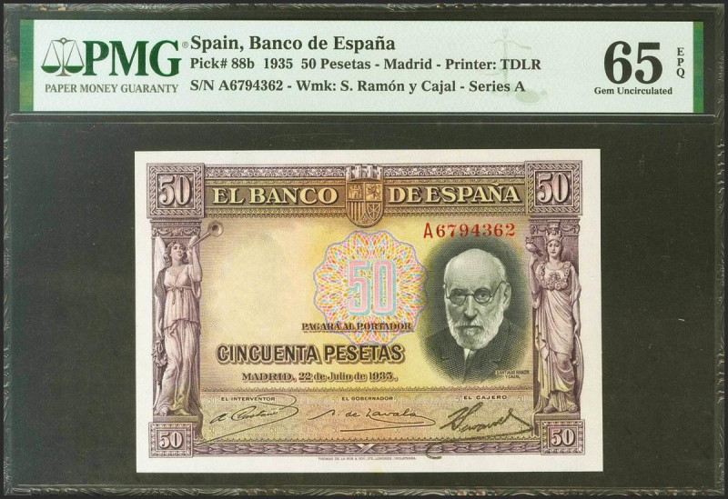 50 Pesetas. 22 de Julio de 1935. Serie A. (Edifil 2021: 366a, Pick: 88b). Aprest...