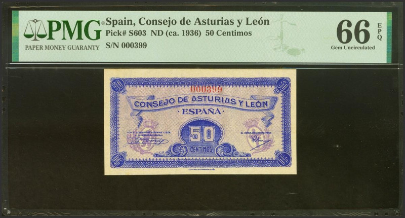 50 Céntimos. 1937. Asturias y León. Sin serie y numeración bajísima. (Edifil 202...