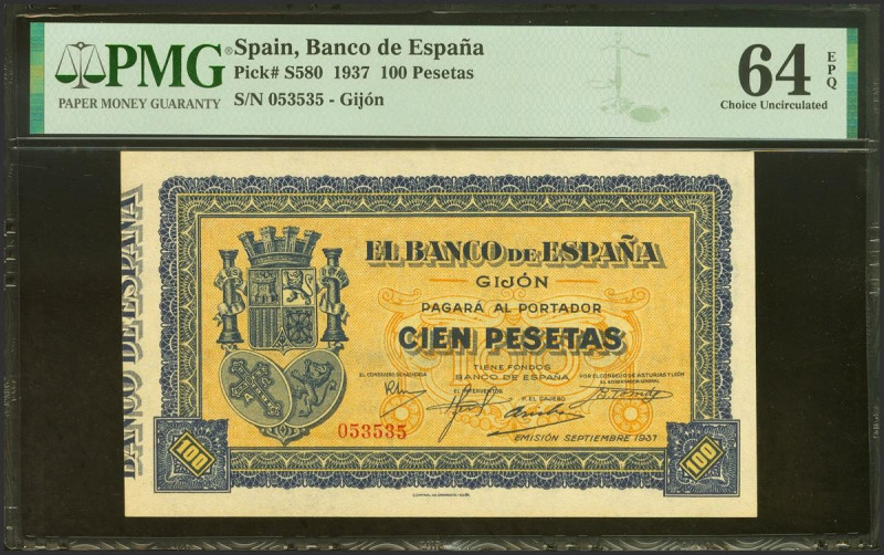 100 Pesetas. Septiembre 1937. Sin serie. (Edifil 2021: 399, Pick: S580). Inusual...