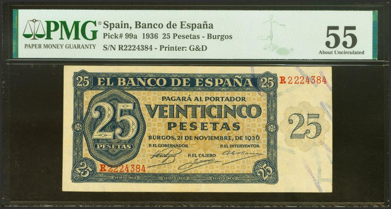 25 Pesetas. 21 de Noviembre de 1936. Serie R. (Edifil 2023: 419a, Pick: 99a). EB...