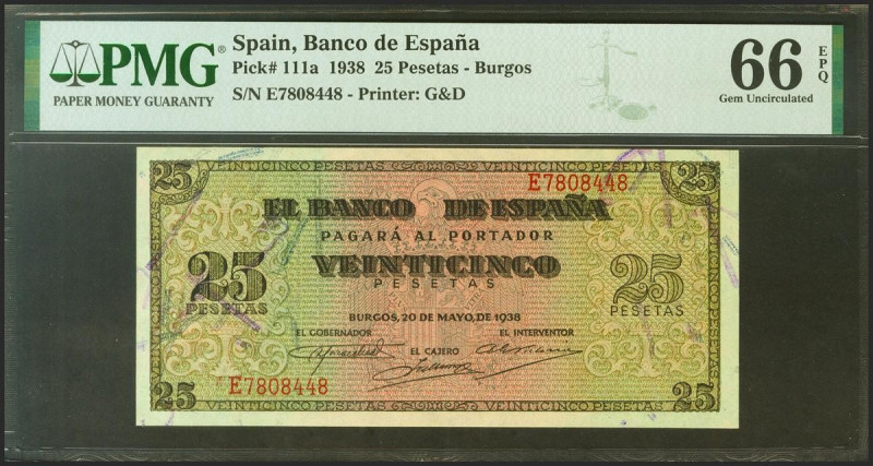 25 Pesetas. 20 de Mayo de 1938. Serie E. (Edifil 2021: 430a, Pick: 111a). Raro e...