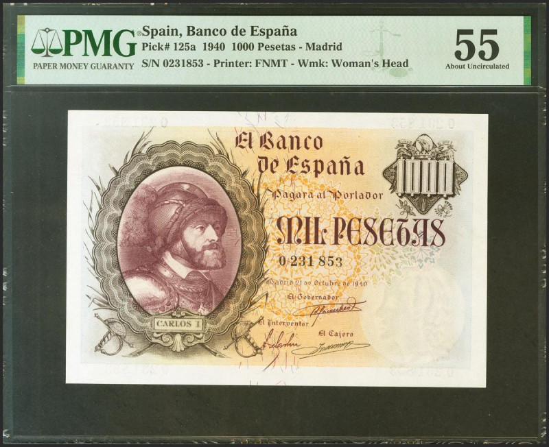 1000 Pesetas. 21 de Octubre de 1940. Sin serie. (Edifil 2021: 445, Pick: 125a). ...